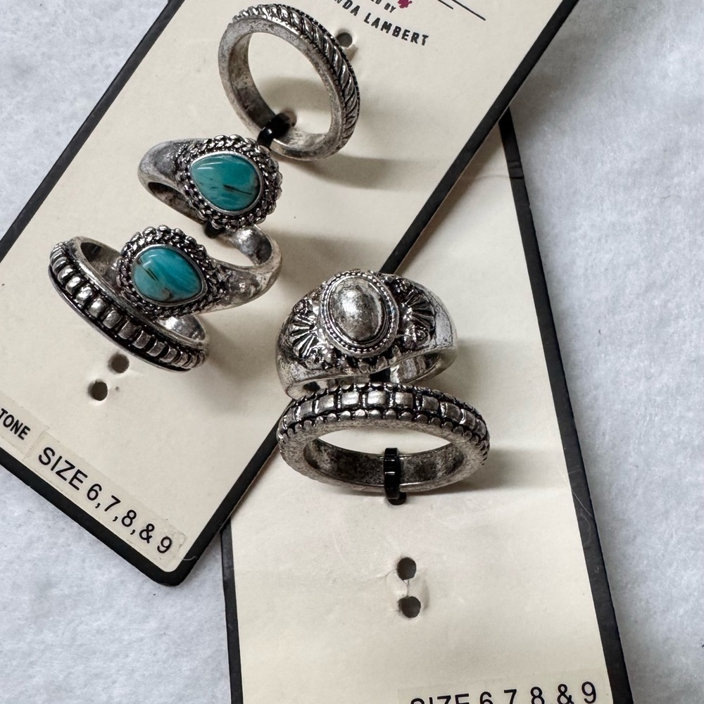 IDYLLWIND-5pcs. Silver w Turquoise Rings